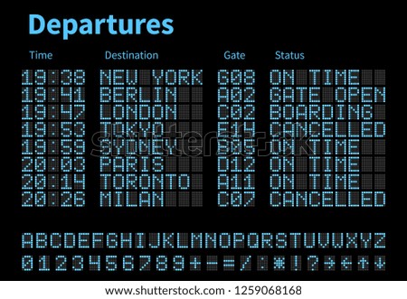 Similar – Image, Stock Photo Airport Departure Scoreboard