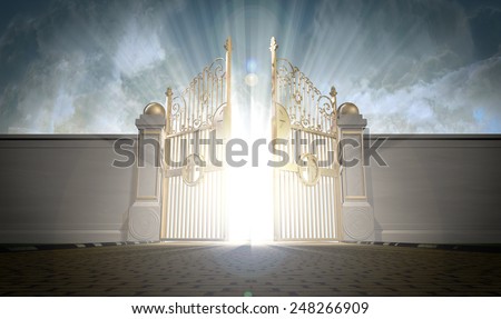 Depiction Pearly Gates Heaven Opening Bright Stock Illustration ...