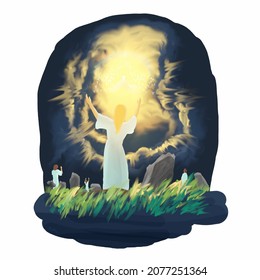 Depiction Of The Resurrection Day, Second Coming, Bible Imagery Religious Illustration