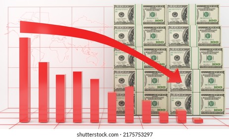 Depreciation Of The US Currency,economic Recession,investment Down,currency Conversion Rate,3d Rendering