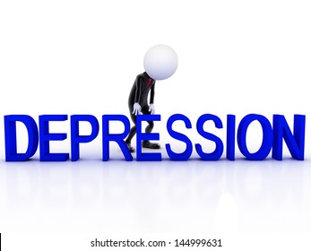 Depression 3d Man Sad On White Stock Illustration 144999631 | Shutterstock