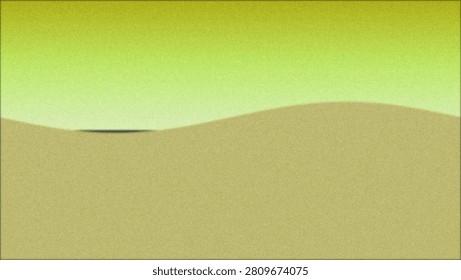 Desert landscape with distant shadowy object isolated on white background
