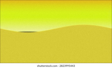 Desert landscape with distant shadowy object isolated on white background