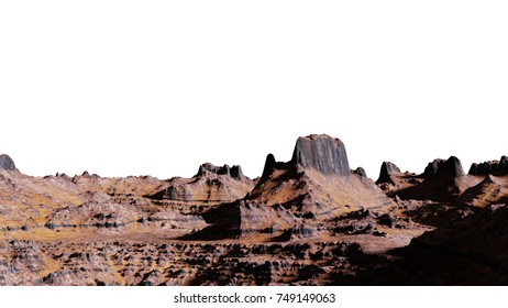 Desert Landscape, Mesa Isolated On White Background (3d Illustration)