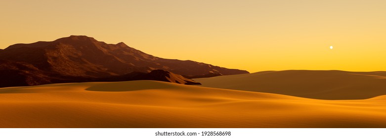 A desert sunset landscape background. 3D illustration