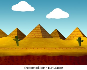 Desert Video game background - 3D Illustration