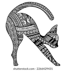 design cat maori polynesia tattoo