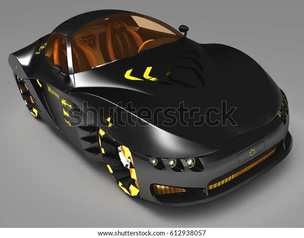 Design of the city car concept in a\
futuristic style. Armored compartment. 3D\
illustration.