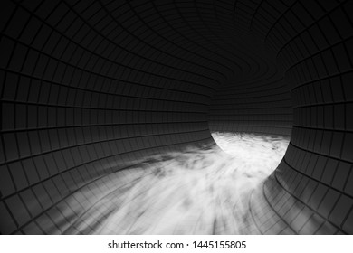 design element. 3D illustration. 3d render. lighted tunnel. underground corridor, fog