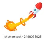 Design element for successful start up, starting new business project banner. Rocketship. Starting launch, entrepreneurial concept. cartoon illustration