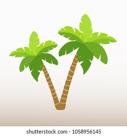 design element, two trees, palms, flat style, exotic plants