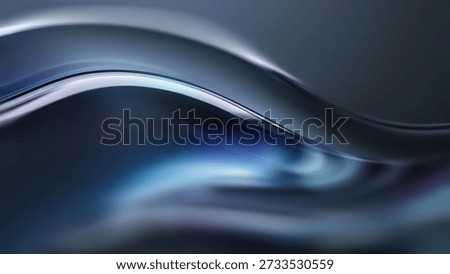 The design features smooth, flowing lines with hints of color on a dark background.