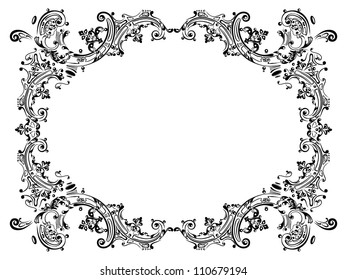 Oriental Floral Ornamental Black Oval Frame Stock Vector (Royalty Free ...