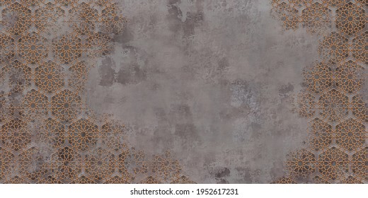 Design in the loft, classic, modern style. Graphic pattern on concrete grunge wall. Design for wallpaper, mural, photo wallpaper, card, postcard.