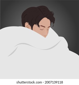 Design A Man Sleep With Blanket, An Illustration Of Jeon Jungkook BTS