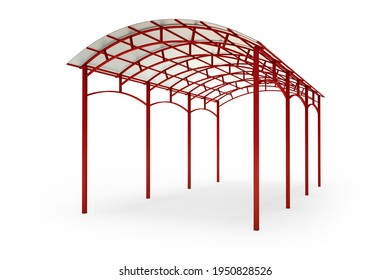 The design of a modern carport. Protecting the car from the sun, rain, snow. 3d rendering. Clipart