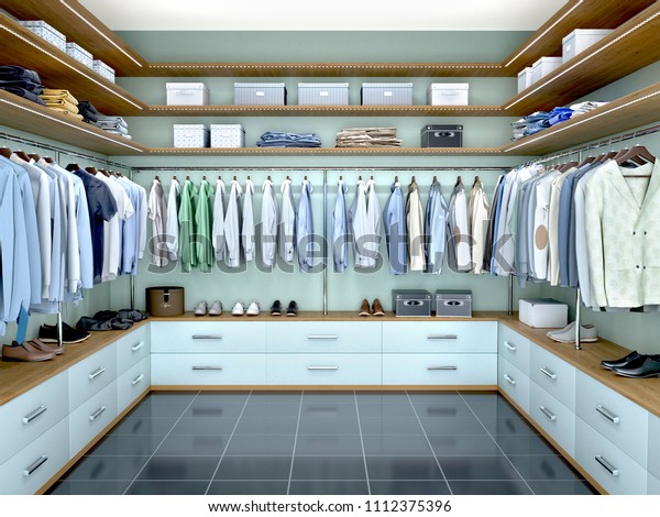 Design Modern Mens Wardrobe 3d Illustration Stock Illustration