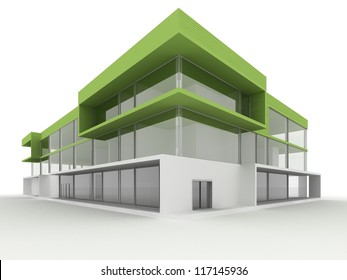 Design Of Modern Office Building. Environmentally Friendly, Green Architecture