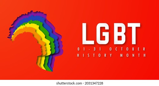 Design PRIDE LGBT HISTORY MONTH. People's Faces Look Up In LGBTQ+ Colors. Paper Cut. Minority Problem. PRIDE Parade. Coexistence Harmony And Multicultural Community Integration. Illustration