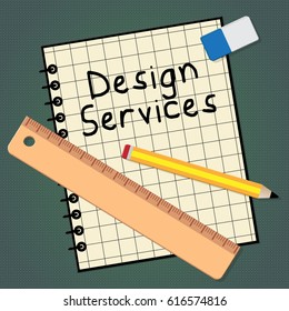 Design Services Notebook Representing Graphic Creation 3d Illustration