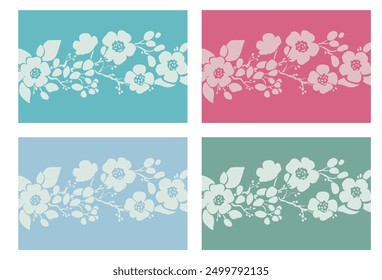 Design for serving napkins, handkerchiefs, cards, business cards. Two-color floral simple ornament. Stylized large flowers. - Powered by Shutterstock