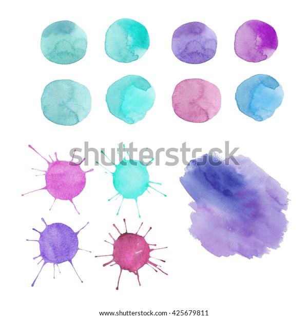 Design Set Watercolor Blobs Blots Stock Illustration 425679811