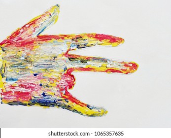 Design the shape of the fingers in disabled concept  with brushes on paper, the ability of the disabled in the arts.