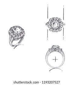 Diamond Ring Design Drawing