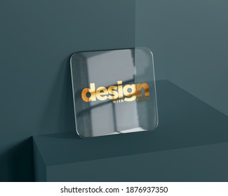 Design With Smile. Quote For Graphic Designer. Best For World Smile Day. Text Printed On Glass With Reflection On The Floor. 3D Illustration Of Designer Quote