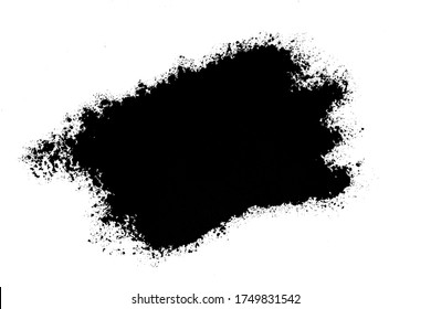 Design Of A Splash Of Black Dry Paint On A White Background. Black Mask Design For Photoshop