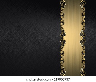 Design template - Black background with a gold nameplate with a pattern on the edges - Powered by Shutterstock