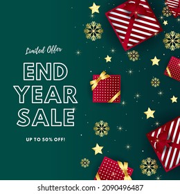 Design template for end year sale   poster, banner. Illustration - Powered by Shutterstock