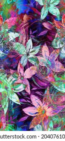 Design Textile Absract Flower Background Colorful