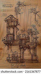 Design Of A Tree House From 18 Century