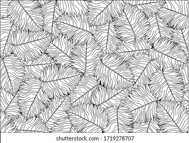 Design Tropical Leaf Drawing Stripes Background Stock Illustration
