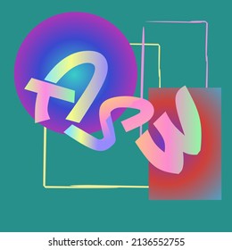 Design Typography concept. Full element coloring. 