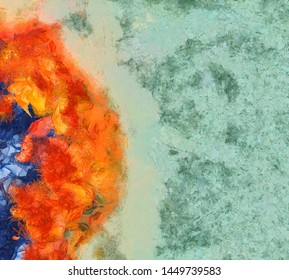 Designed grunge texture for creative ideas. Macro brushstrokes of oil. Abstract close up structure background. Colorful HD wallpaper. Simple graphic design template.