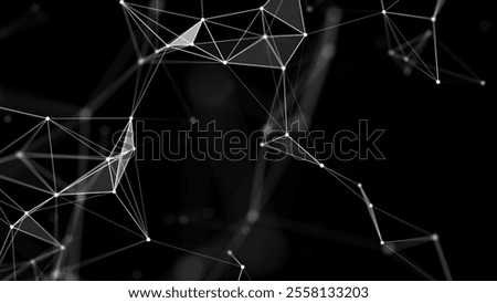 Designing the network connection structure. Dark background with intertwining glowing particles. 3D .