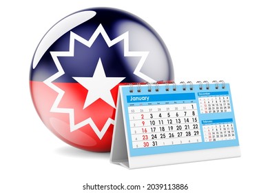 Desk Calendar With Juneteenth, Emancipation Flag. 3D Rendering Isolated On White Background