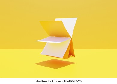 Desk Calendar Mockup.3d Rendering.on Yellow Background.