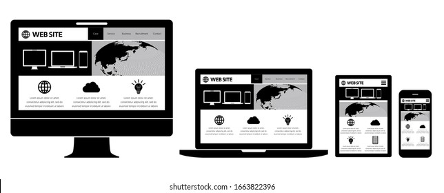 Desktop computer displaying web page-white background