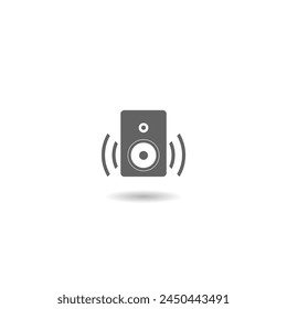 Desktop computer speaker icon with shadow