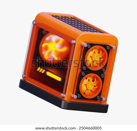 Desktop Computers PC Case Gaming Isolated On White Background. Computer Hardware Element Icon. 3D Rendering