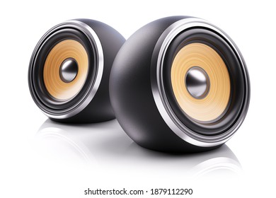 Desktop Spherical Speakers Isolated On White Background 3d Render