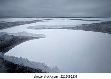 Desolate Icy Landscape. Frozen Tundra. Ice Floes.