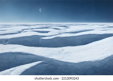 Desolate Icy Landscape. Frozen Tundra. Ice Floes.