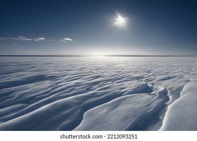 Desolate Icy Landscape. Frozen Tundra. Ice Floes.