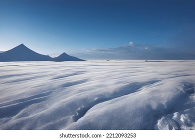 Desolate Icy Landscape. Frozen Tundra. Ice Floes.