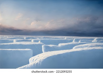 Desolate Icy Landscape. Frozen Tundra. Ice Floes.