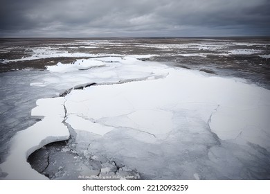 Desolate Icy Landscape. Frozen Tundra. Ice Floes.